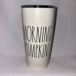 Rae Dunn "Morning Pumpkin" 17oz Insulated Stainless Steel Tumbler White HTF NWOT